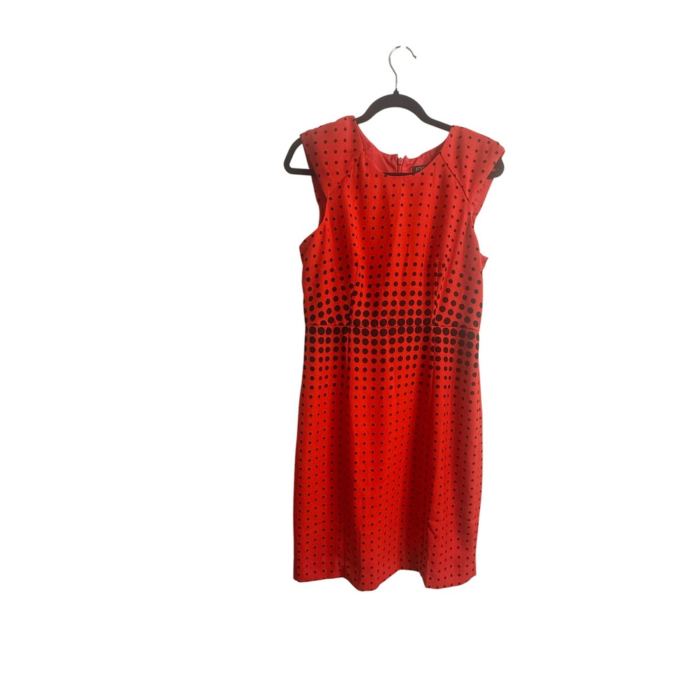 J Crew Red Black Polka Dot Sheath Dress‎ Womens 6 Cap Sleeve Career Classic